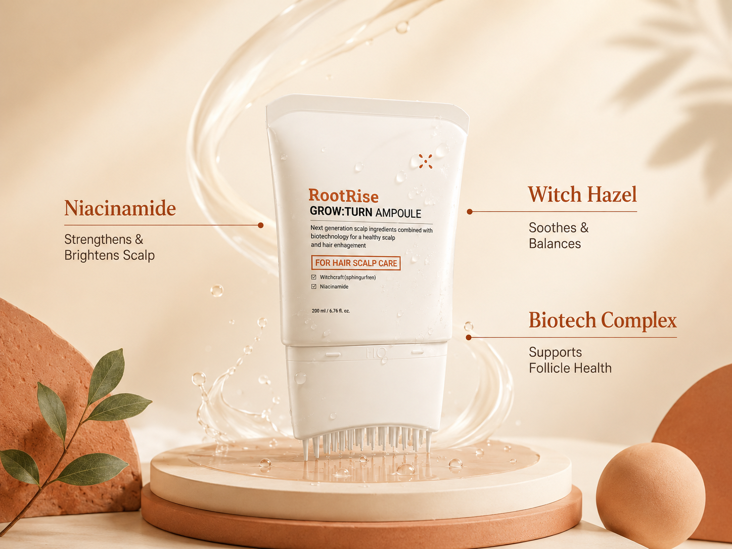 RootRise Growturn Hair Growth Serum with Built in Brush